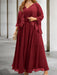 Chiffon A-line dress with a sequin lace trimmed jacket in burgundy