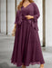 Grape sequin lace trim mother of the bride chiffon dress with jacket