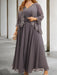 Chiffon A-line dress with a sequin lace trimmed jacket in grey mauve