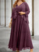 Plum sequin lace trim mother of the bride chiffon dress with jacket