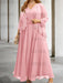 Chiffon A-line dress with a sequin lace trimmed jacket in soft pink