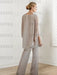 Back view of the champagne chiffon tunic and trousers