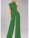 Chiffon one shoulder ruffle jumpsuit in emerald green