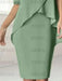 Close-up of the chiffon overlay hem over the sage green skirt