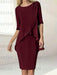 Cabernet chiffon overlay mother of the bride knee length dress with beading