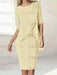 Champagne chiffon overlay mother of the bride knee length dress with beading
