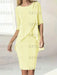 Daffodil chiffon overlay mother of the bride knee length dress with beading