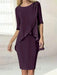 Dusk chiffon overlay mother of the bride knee length dress with beading