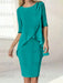 Emerald Green chiffon overlay mother of the bride knee length dress with beading