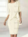 Ivory chiffon overlay mother of the bride knee length dress with beading
