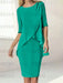 Jade chiffon overlay mother of the bride knee length dress with beading