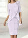 Lilac chiffon overlay mother of the bride knee length dress with beading