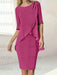Orchid chiffon overlay mother of the bride knee length dress with beading
