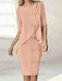 Pearl Pink chiffon overlay mother of the bride knee length dress with beading