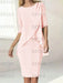 Petal chiffon overlay mother of the bride knee length dress with beading