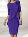 Regency chiffon overlay mother of the bride knee length dress with beading