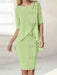 Sage chiffon overlay mother of the bride knee length dress with beading