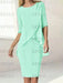 Spa chiffon overlay mother of the bride knee length dress with beading