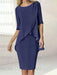 Stormy chiffon overlay mother of the bride knee length dress with beading