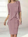 Wisteria chiffon overlay mother of the bride knee length dress with beading