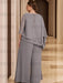 Back view of mauve grey chiffon pantsuit with keyhole back
