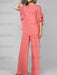 Chiffon pantsuit with ruffle cape top in coral