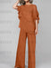 Chiffon pantsuit with ruffle cape top in rust orange