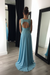 Chiffon A-Line Prom Dress Scoop Neck with Lace Appliques