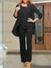 Chiffon three piece pantsuit with an open jacket in black