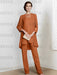 Burnt Orange chiffon three piece mother of the bride pantsuit with long jacket