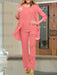 Chiffon three piece pantsuit with an open jacket in coral pink