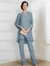 Dusty Blue chiffon three piece mother of the bride pantsuit with long jacket