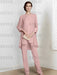 Dusty Pink chiffon three piece mother of the bride pantsuit with long jacket