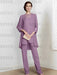Dusty Purple chiffon three piece mother of the bride pantsuit with long jacket