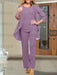 Dusty Purple chiffon three piece mother of the bride pantsuit with open jacket