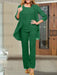 Emerald chiffon three piece mother of the bride pantsuit with open jacket