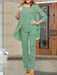 Eucalyptus chiffon three piece mother of the bride pantsuit with open jacket
