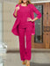 Fuchsia Pink chiffon three piece mother of the bride pantsuit with open jacket