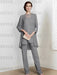 Gray chiffon three piece mother of the bride pantsuit with long jacket