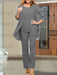 Gray chiffon three piece mother of the bride pantsuit with open jacket