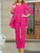 Hot Pink chiffon three piece mother of the bride pantsuit with open jacket