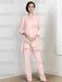 Light Pink chiffon three piece mother of the bride pantsuit with long jacket
