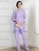 Lilac chiffon three piece mother of the bride pantsuit with long jacket