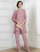 Mauve chiffon three piece mother of the bride pantsuit with long jacket