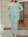 Mist Blue chiffon three piece mother of the bride pantsuit with open jacket