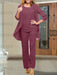 Mulberry chiffon three piece mother of the bride pantsuit with open jacket