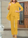 Mustard Yellow chiffon three piece mother of the bride pantsuit with open jacket