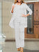 Off White chiffon three piece mother of the bride pantsuit with open jacket