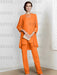 Orange chiffon three piece mother of the bride pantsuit with long jacket