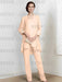 Peach Pink chiffon three piece mother of the bride pantsuit with long jacket